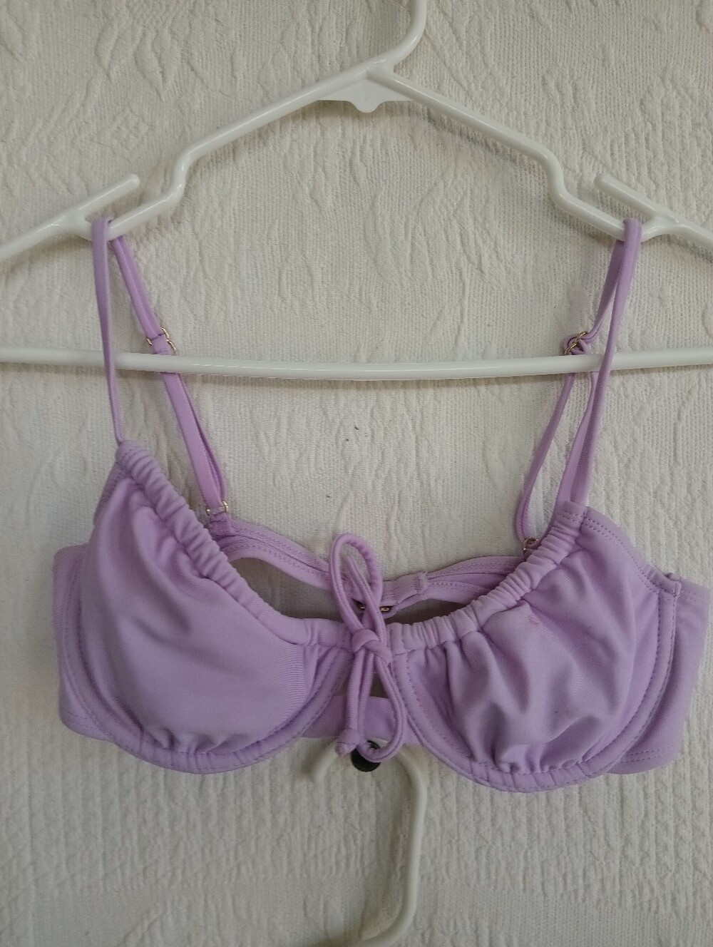 Kona Sol Lilac Tie-Front Bikini Ruched High Waist Underwire Tropical Flowers MED - Picture 3 of 15